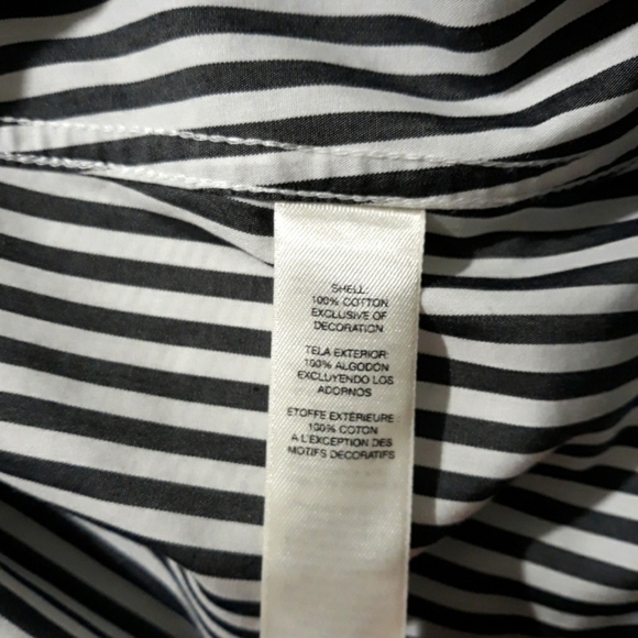 Chico's 100% cotton button down Long-Sleeve striped shirt size 2 or Large - Picture 9 of 10